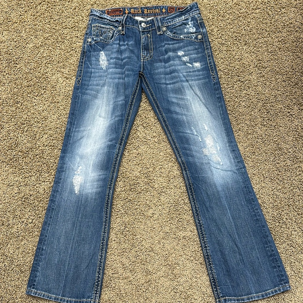 Men’s sz 34 x 33 long Rock Revival Mick boot jean